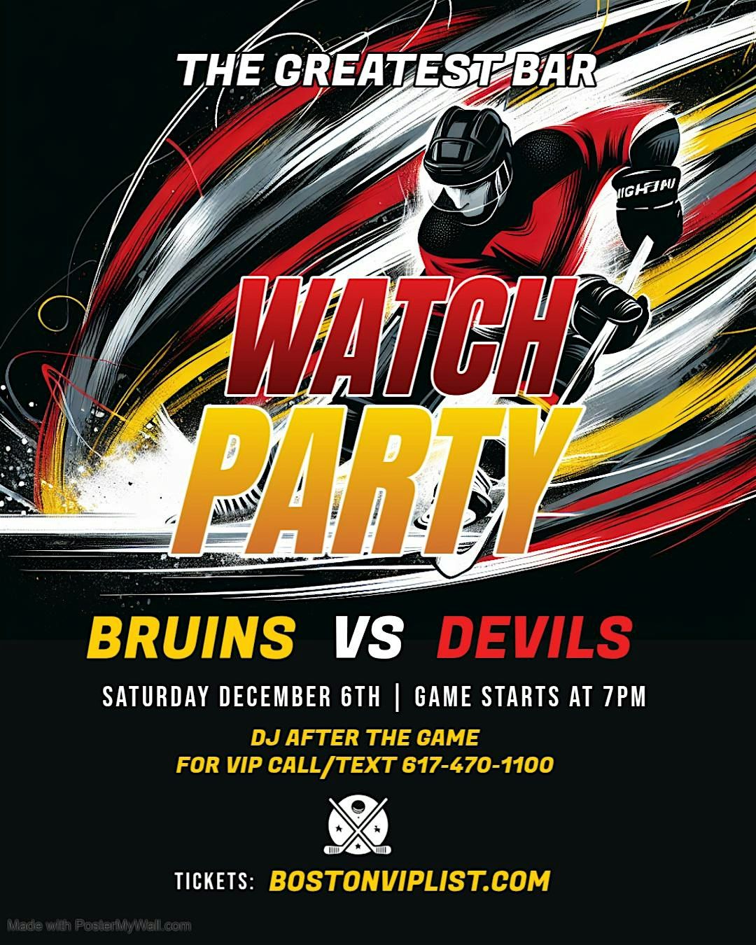 Bruins VS Devils Watch Party @ The Greatest Bar