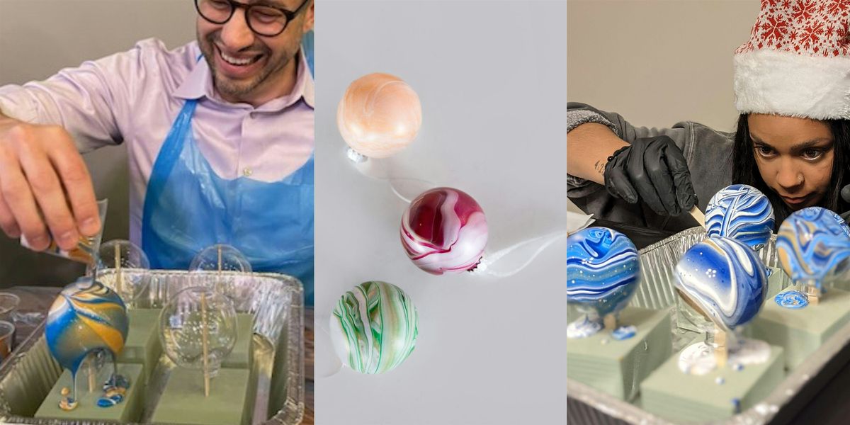 Acrylic Pouring on Christmas Ornament at Stockyard Brewery