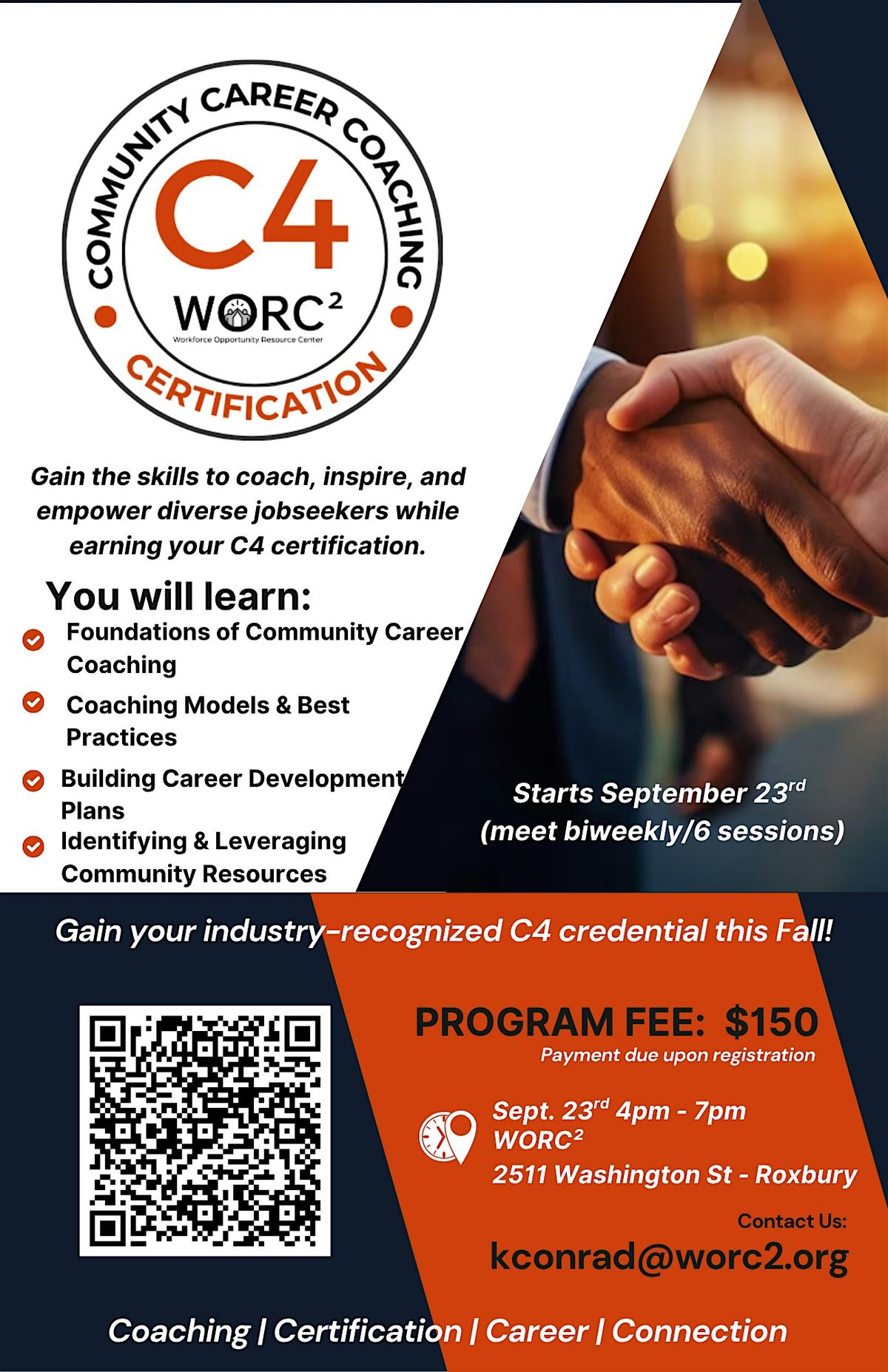 WORC\u00b2 presents:  COMMUNITY CAREER COACH CERTIFICATION (C4)
