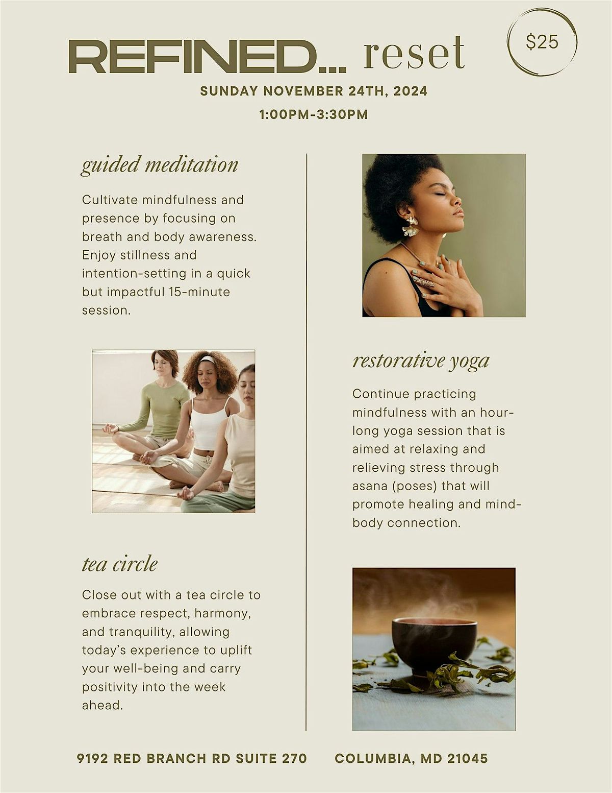 REFINED...reset - Guided Meditation\/Yoga\/Tea