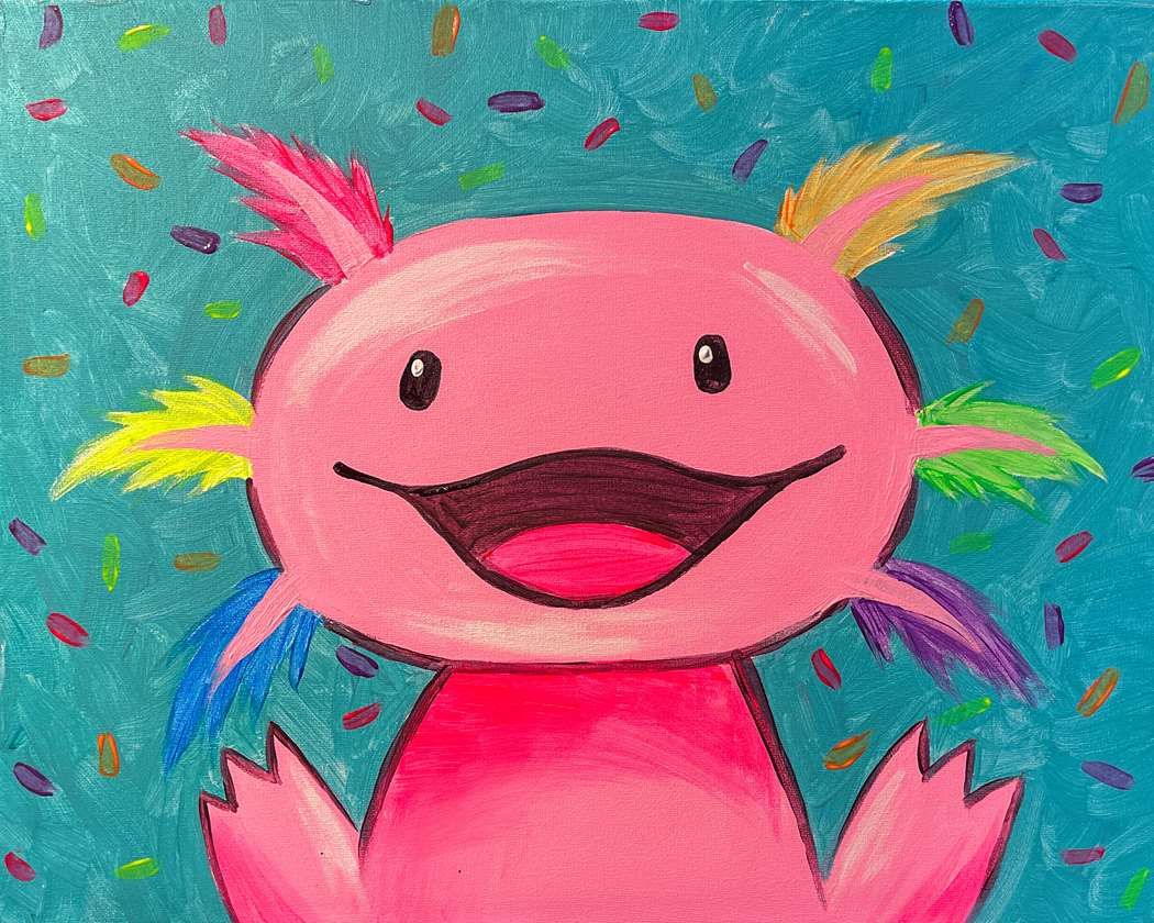Axolotl Fiesta - All Ages Little Brushes Children's Painting