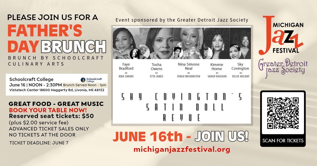 Father's Day Brunch - June 16th - Michigan Jazz Festival Fundraiser