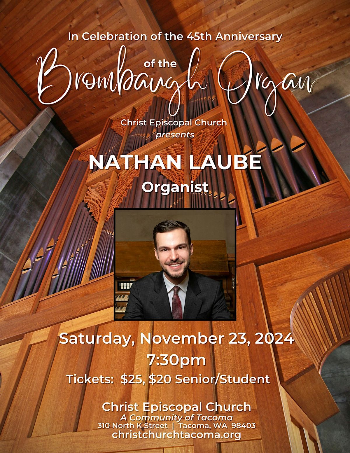 Nathan Laube, organist in Concert at Christ Church