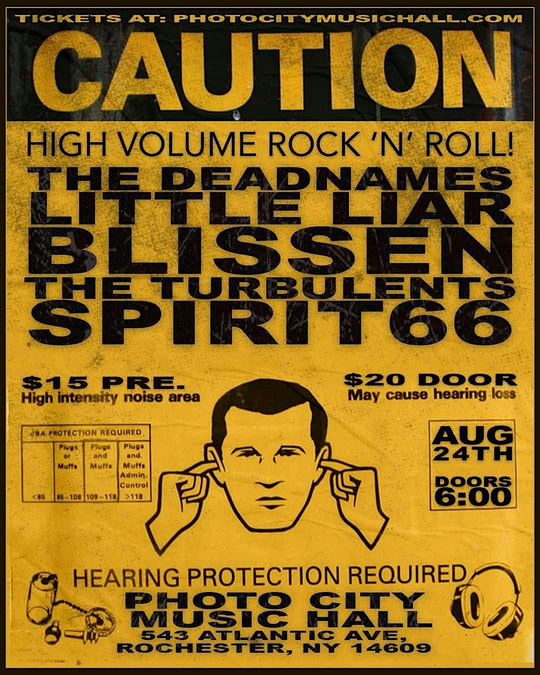 Blissen, Little Liar, The Deadnames, The Turbulents, & Spirit66