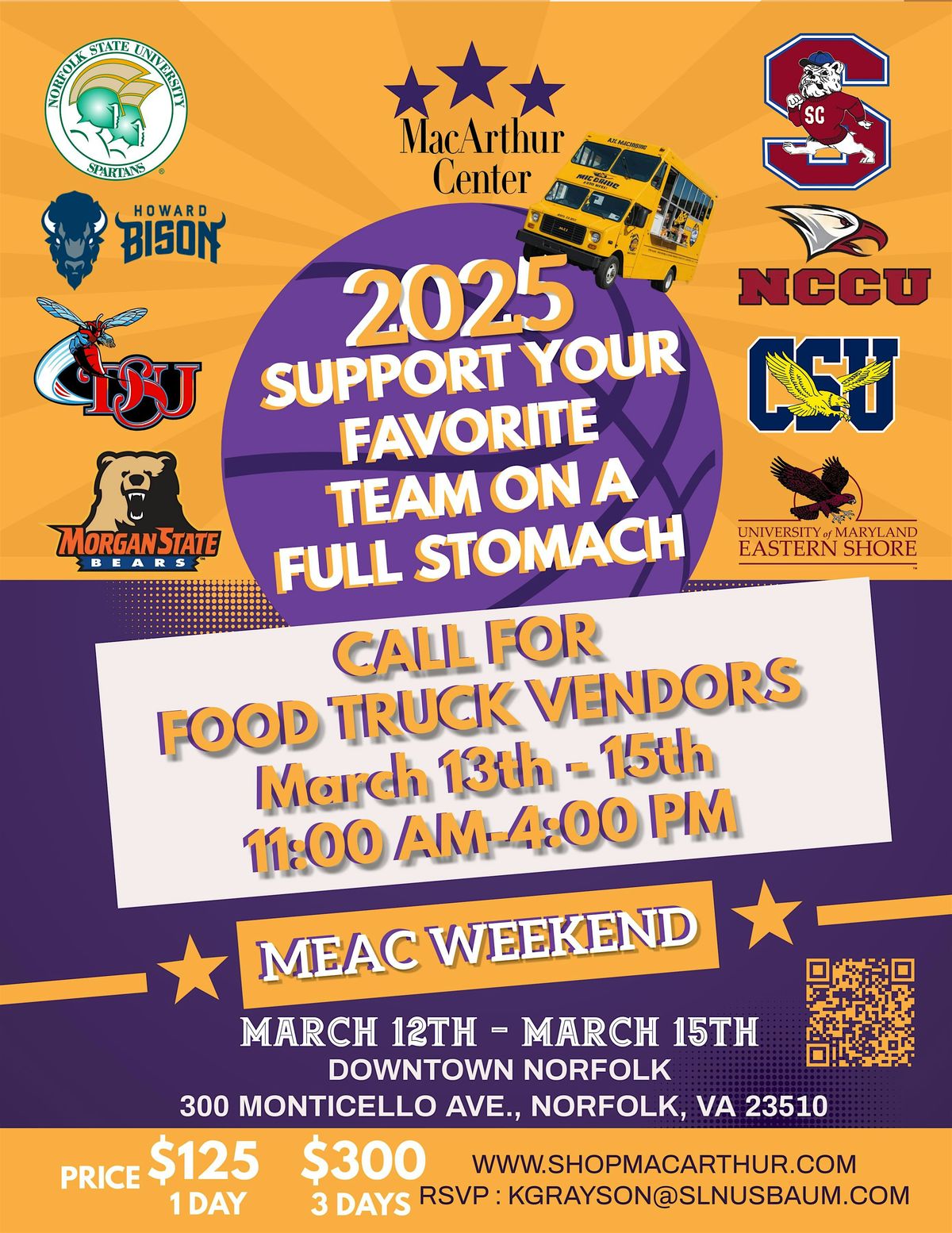 Calling All Food Trucks!  Get ready for MEAC Madness at MacArthur Cent