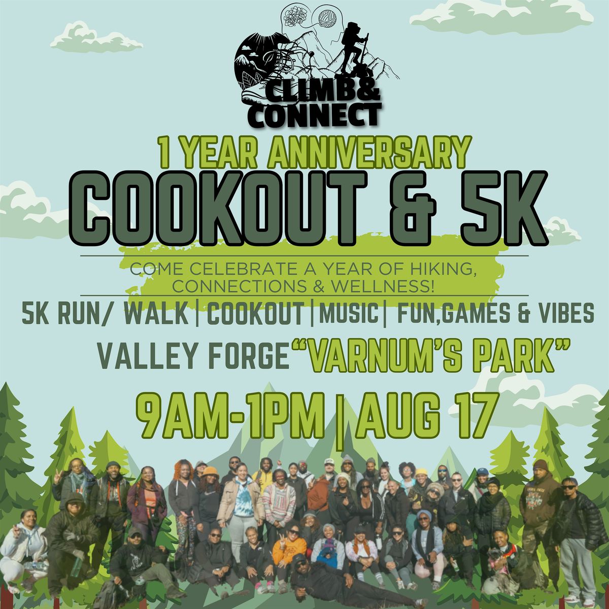 Climb & Connect 1 Year Anniversay Cookout\/ 5K