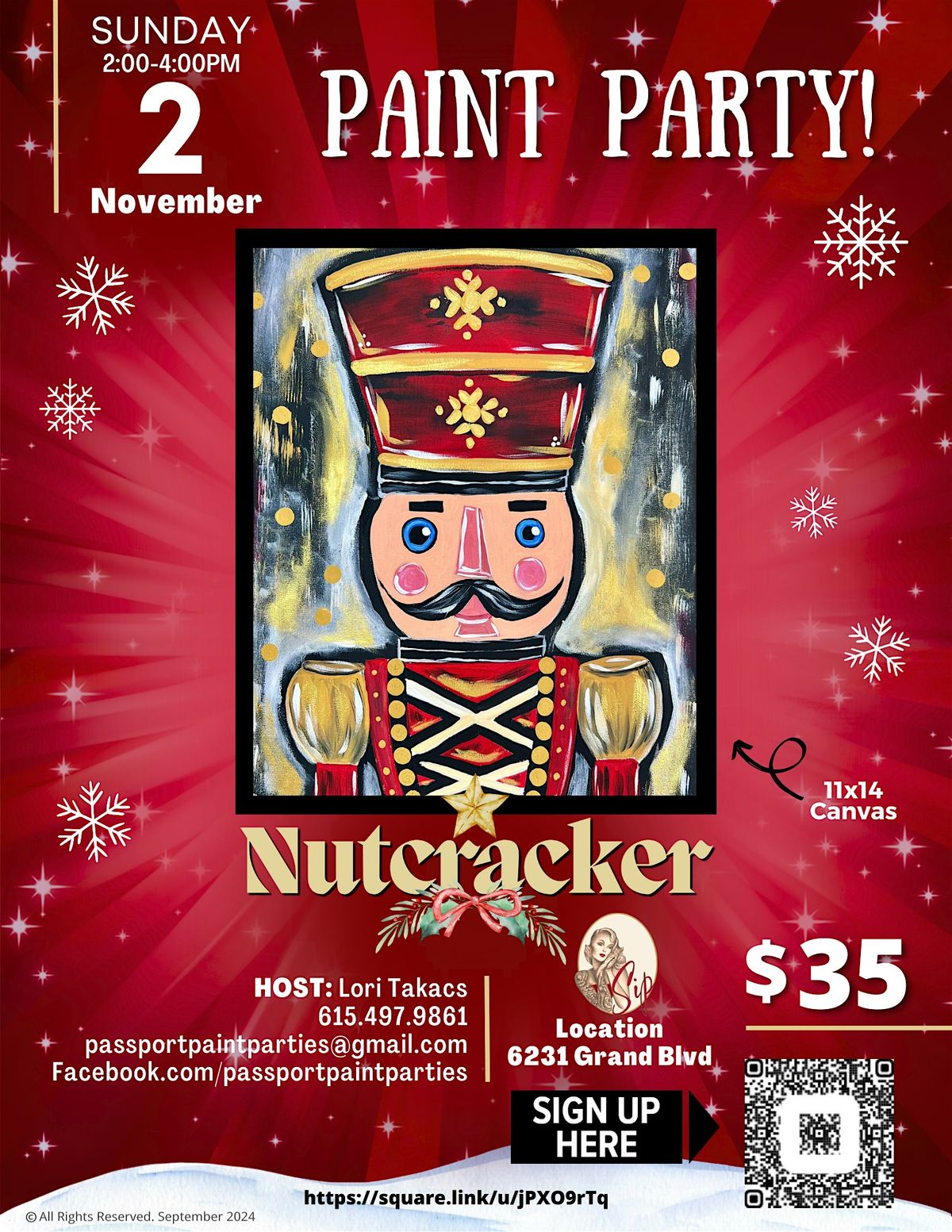 11.2.25 Nutcracker Paint and Sip at Sip on Grand