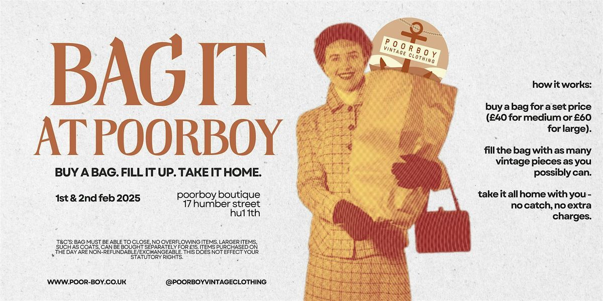 Bag It Weekend Event at Poorboy - EARLY BIRD TICKETS