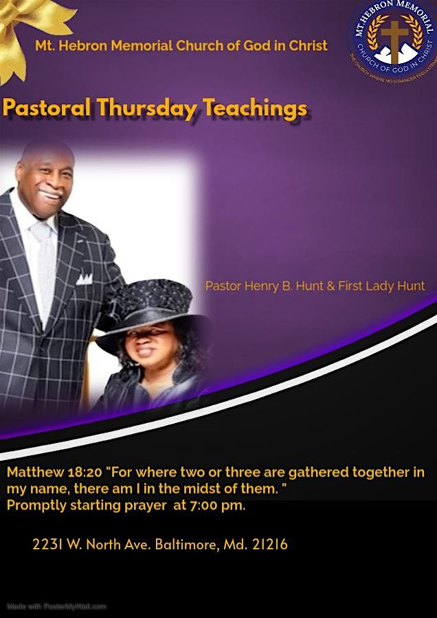 Mt. Hebron Memorial Church of God in Christ- Pastoral Teaching Service