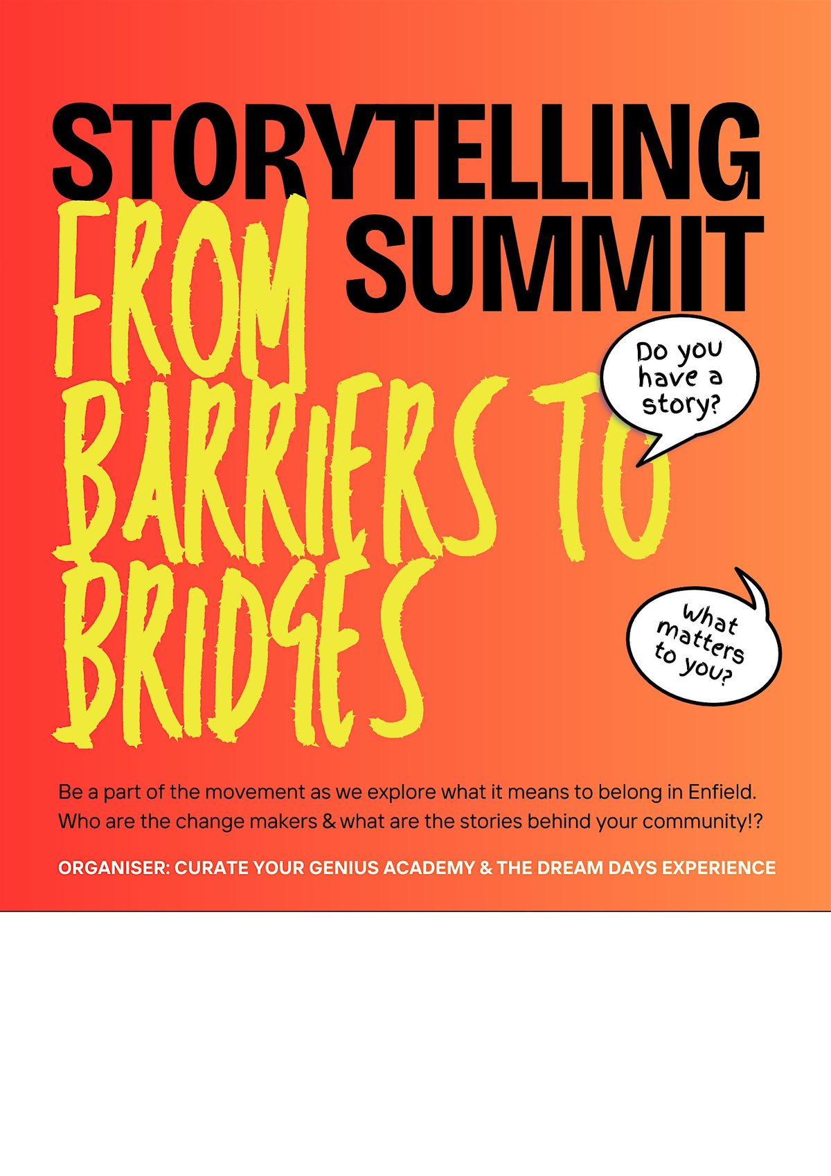From Barriers to Bridges: A Storytelling Summit (Enfield)