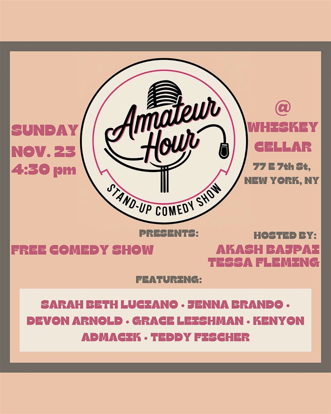 AMATEUR HOUR STAND UP COMEDY SHOW
