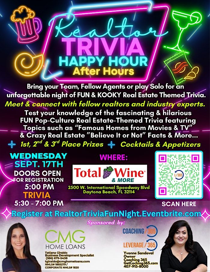 After Hours Realtor Event: Real Estate Pop-Culture Trivia - Daytona Beach