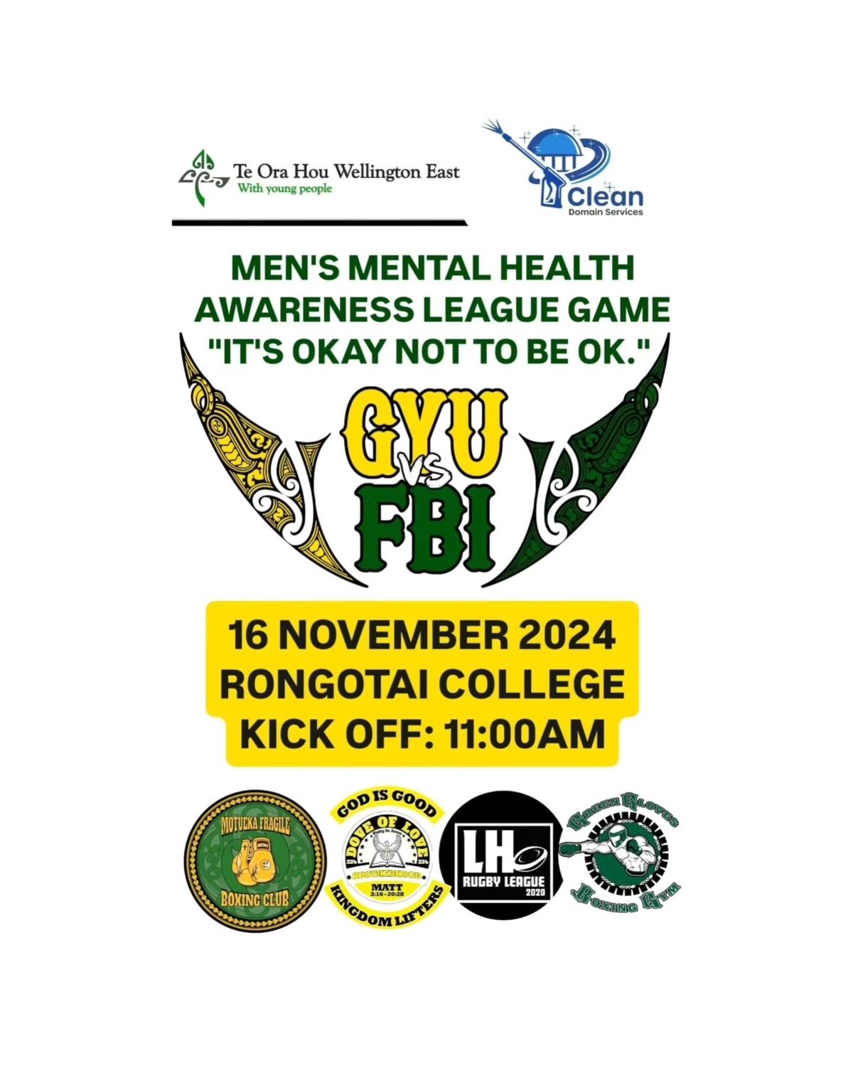 Men's Mental Health Awareness Rugby League Game\n-KAVA MEMORIAL SHIELD 