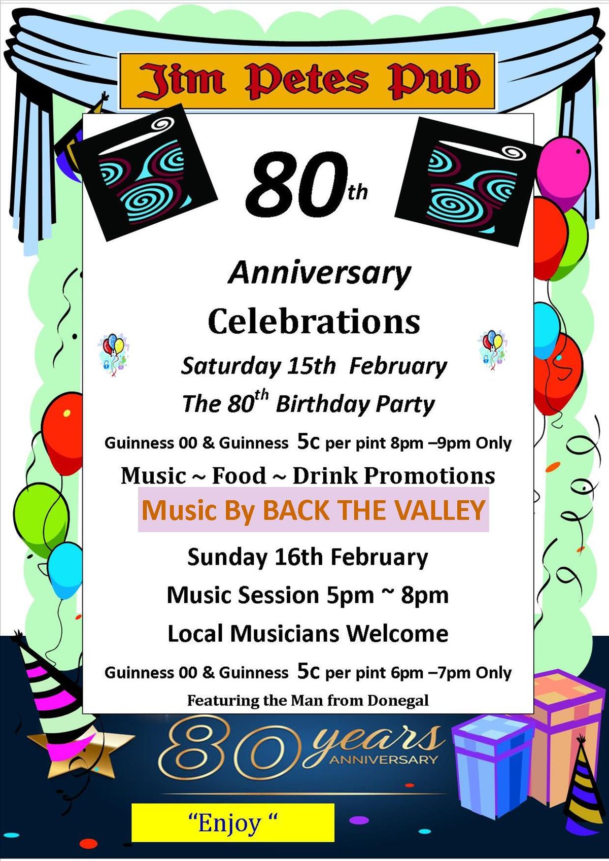 Jim Petes Pub 80th Anniversary Celebrations