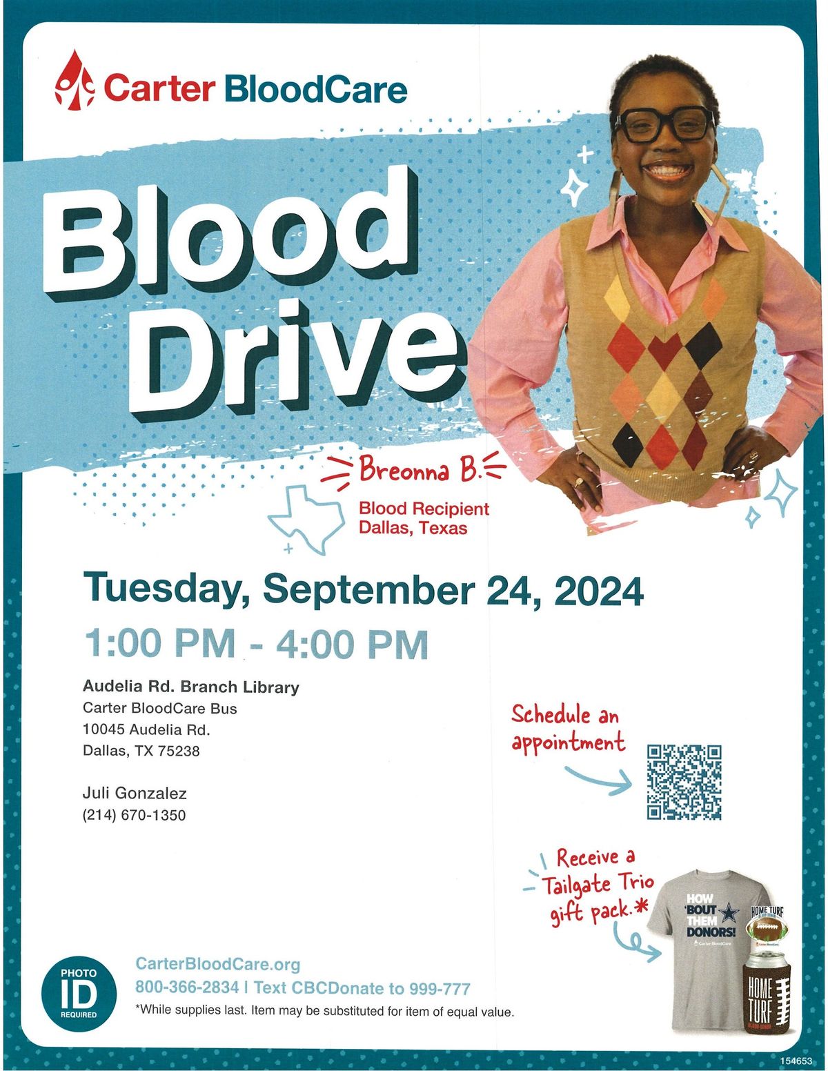 Carter BloodCare Blood Drive at the Audelia Road Branch Library