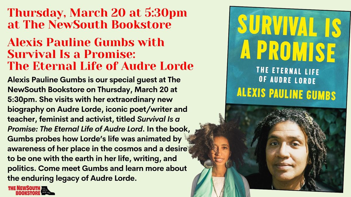 Thursday, March 20 at 5:30pm: Alexis Pauline Gumbs with Survival Is a Promise!