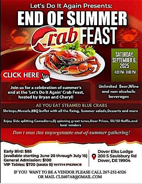 Let's Do IT Again End Of Summer Crab Feast