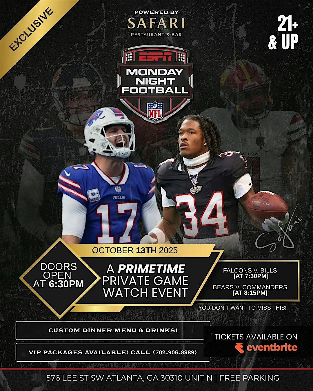 MONDAY NIGHT FOOTBALL (A Private PrimeTime Game Watch Event)