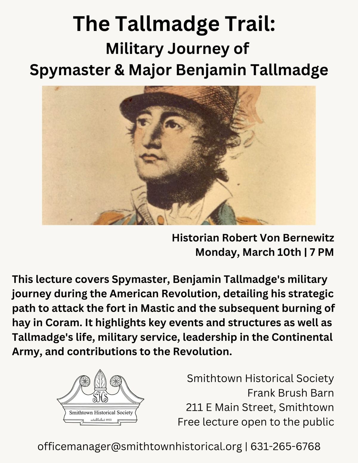 The Tallmadge Trail: Military Journey of Spymaster and Major Benjamin Tallmadge 