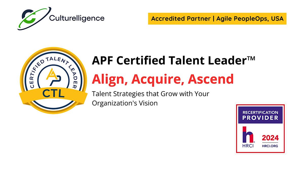 APF Certified Talent Leader\u2122(APF CTL) Mar 31- Apr 1, 2025