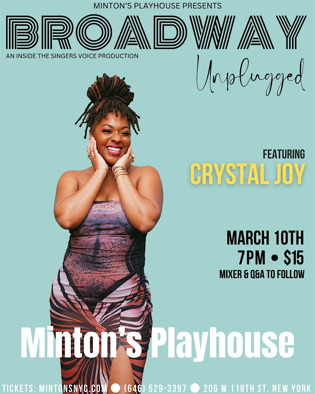 Mon. 03\/10: BROADWAY UNPLUGGED @ Minton's Playhouse feat. CRYSTAL JOY