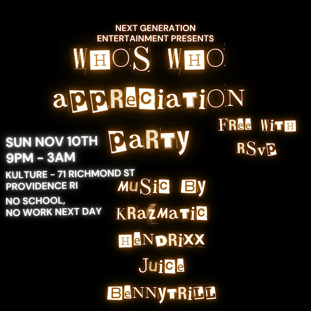 WHO'S WHO APPRECIATION PARTY !!