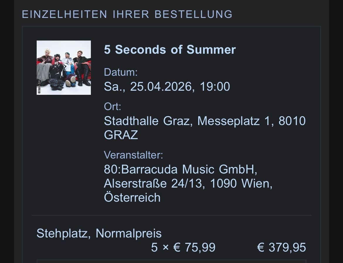 5 Seconds of Summer Graz Tickets