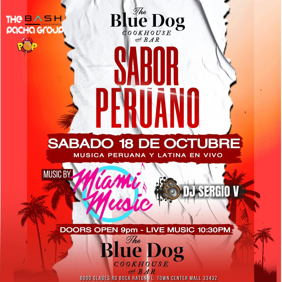 SABOR PERUANO y Latino Musica en Vivo MIAMI MUSIC Sabado OCT 18 BLUE DOG