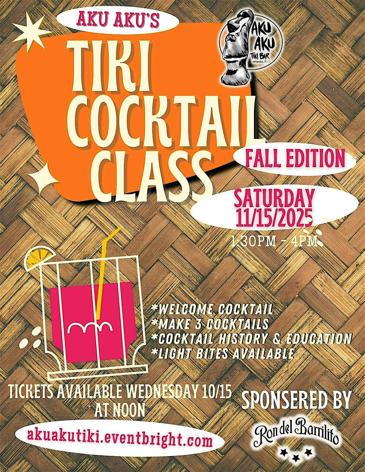 Tiki Cocktail Class Fall Edition at Aku Aku
