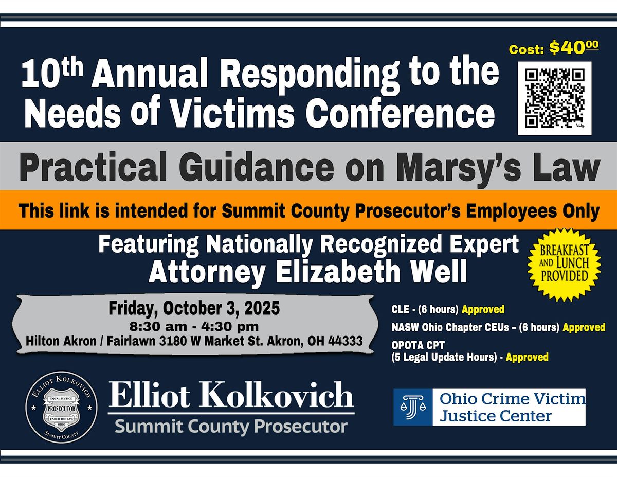 EMPLOYEE ONLY - 10th Annual Responding to the Needs of Victims Conference