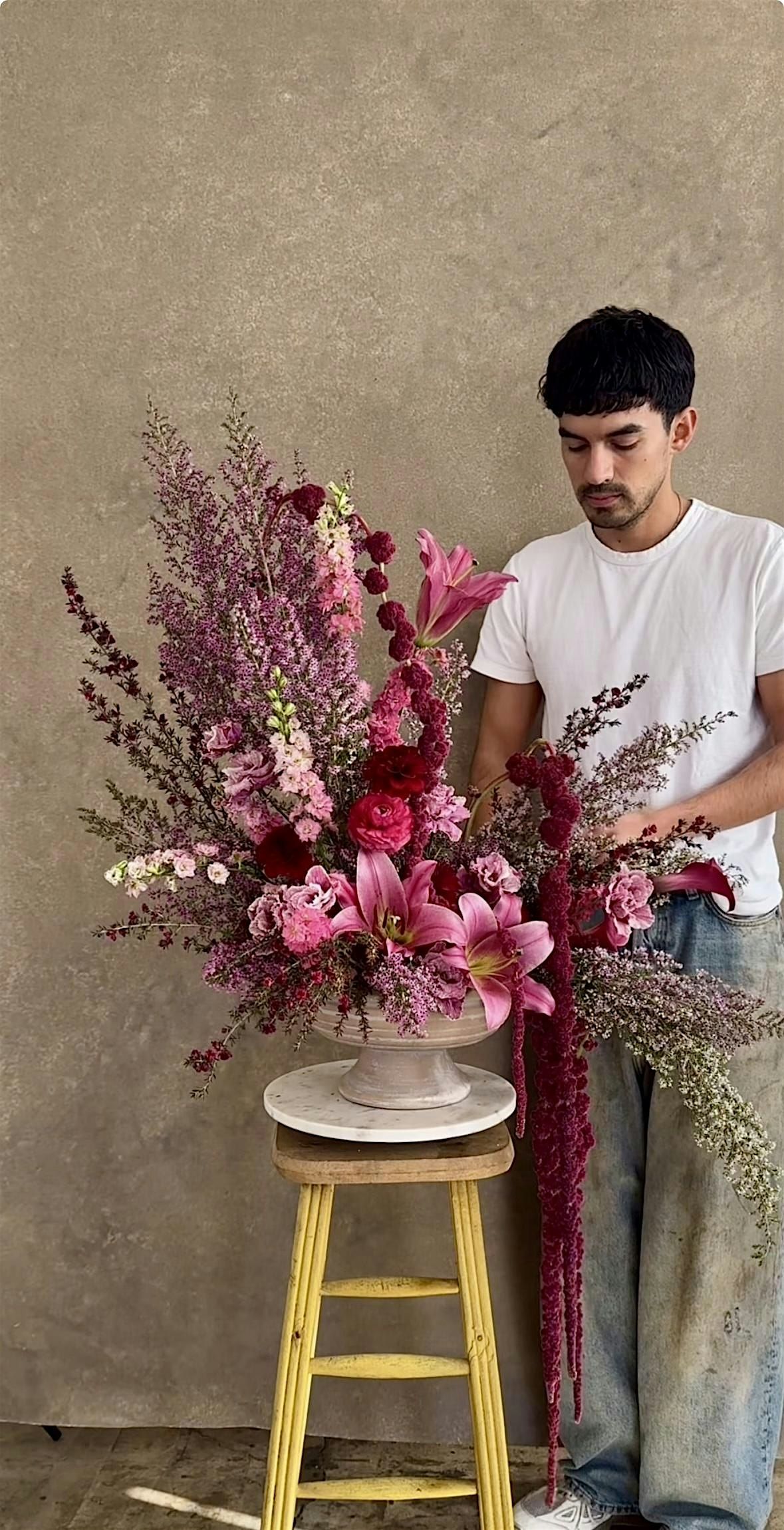 Floral Workshop in West Hollywood: Color Blocking and Asymmetrical Design