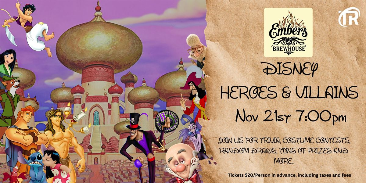 Disney Heroes & Villains Trivia at Embers Brewhouse Kamloops