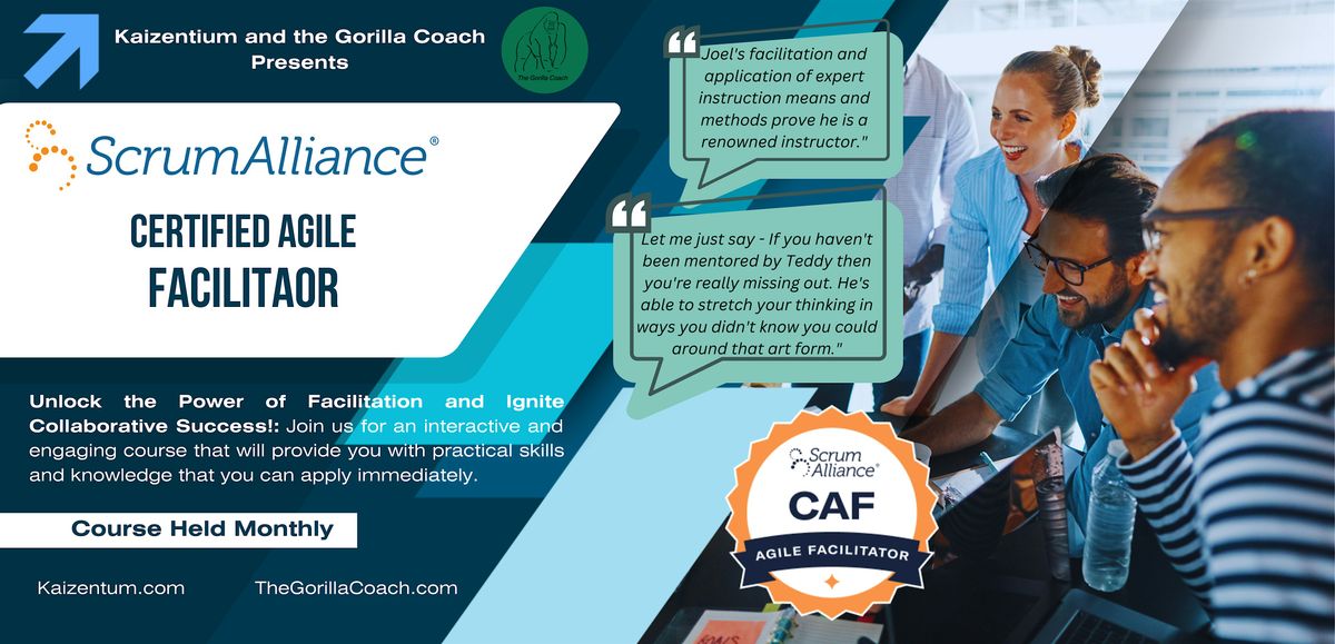 Scrum Alliance Certified Agile Facilitator: May 19-22, 2025 (Half-Day)