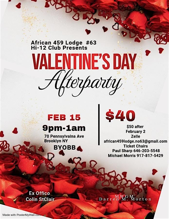 Hi -12 Club of African 459 Lodge # 63 Presents a Valentine's Day Afterparty