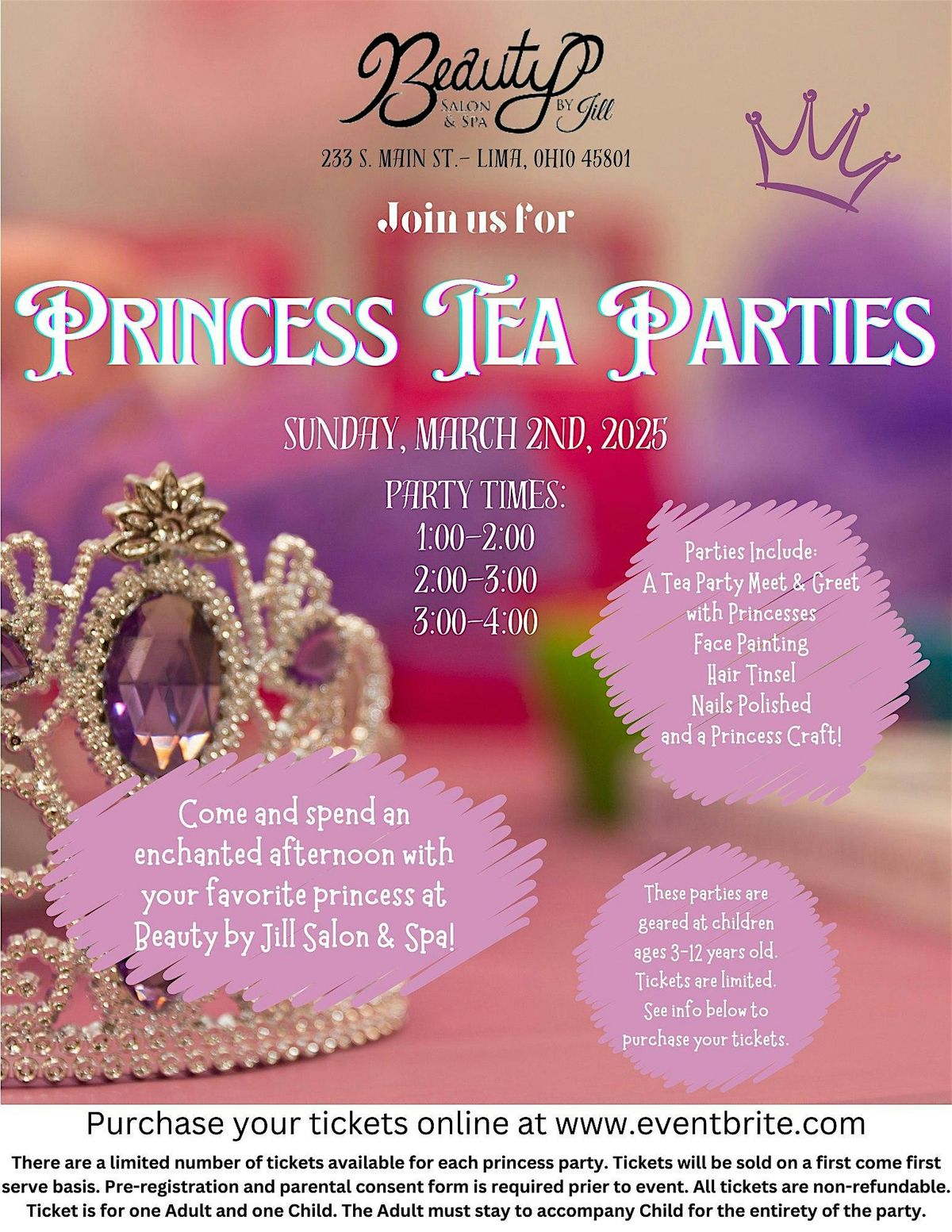 Beauty by Jill Salon & Spa Princess Tea Parties