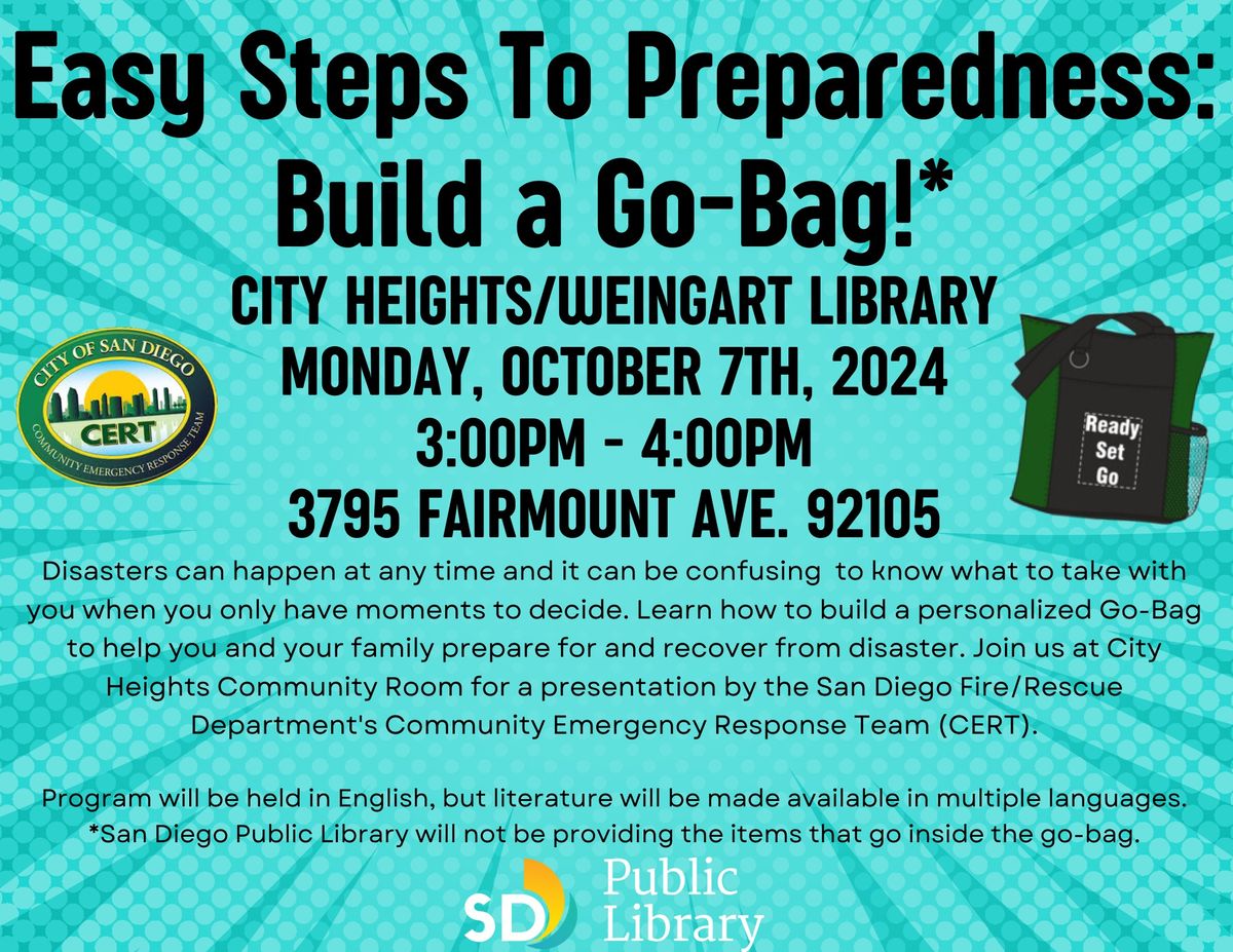 Easy Steps to Preparedness:  Build a Go-Bag