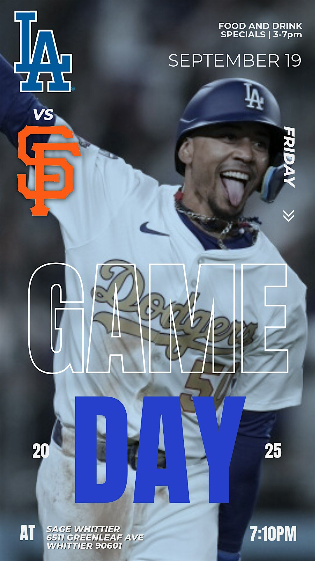 LA Dodgers Watch Party vs Giants at Sage Whittier!