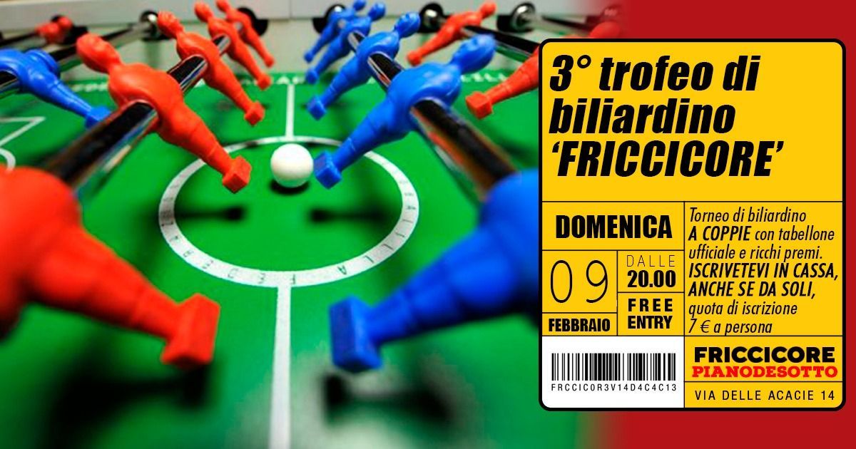 3\u00b0 trofeo di BILIARDINO a coppie \u2018Friccicore\u2019