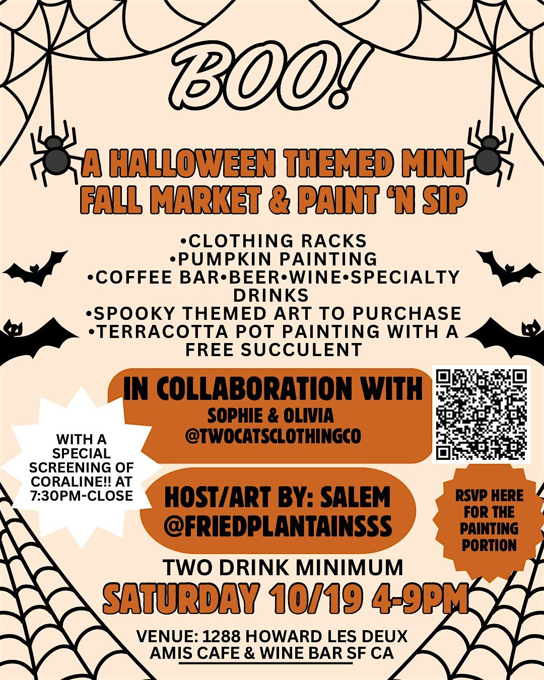 BOO! A spooky themed Paint N Sip & Mini Market