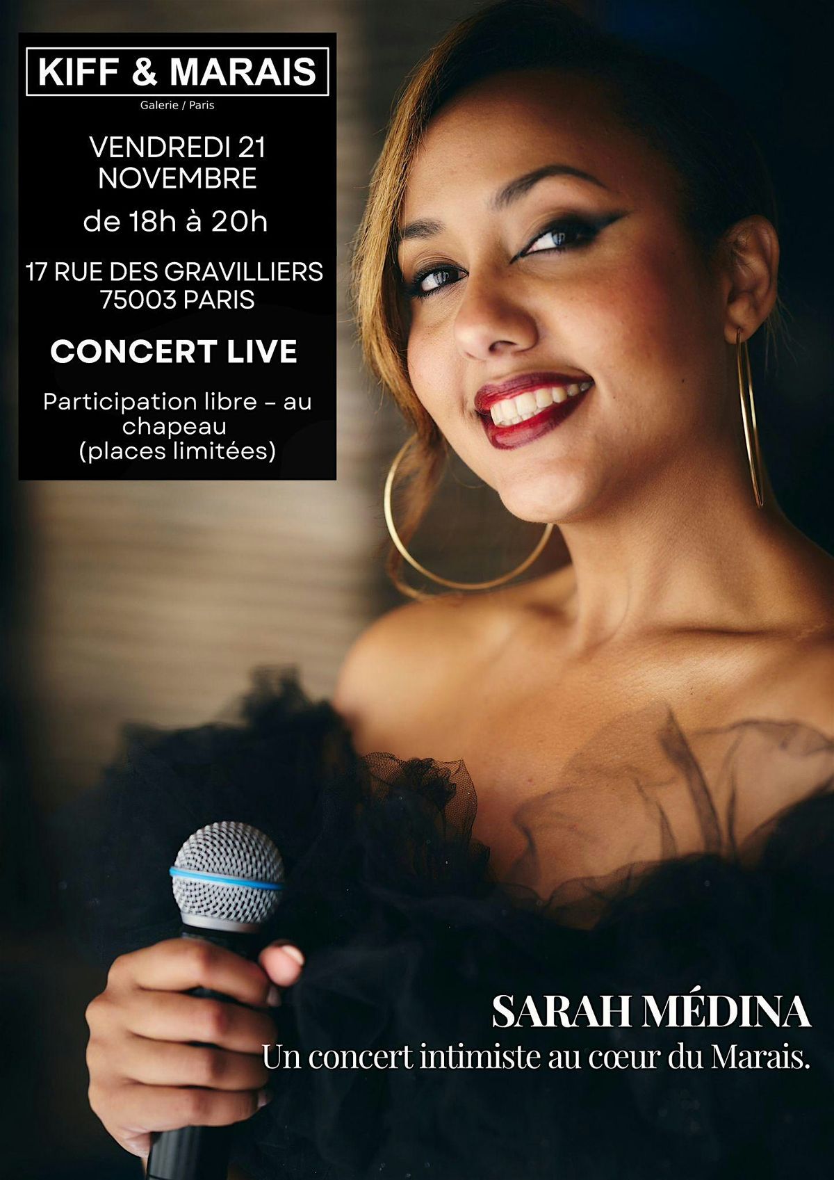 Concert Live at Kiff&Marais - Sarah M\u00e9dina