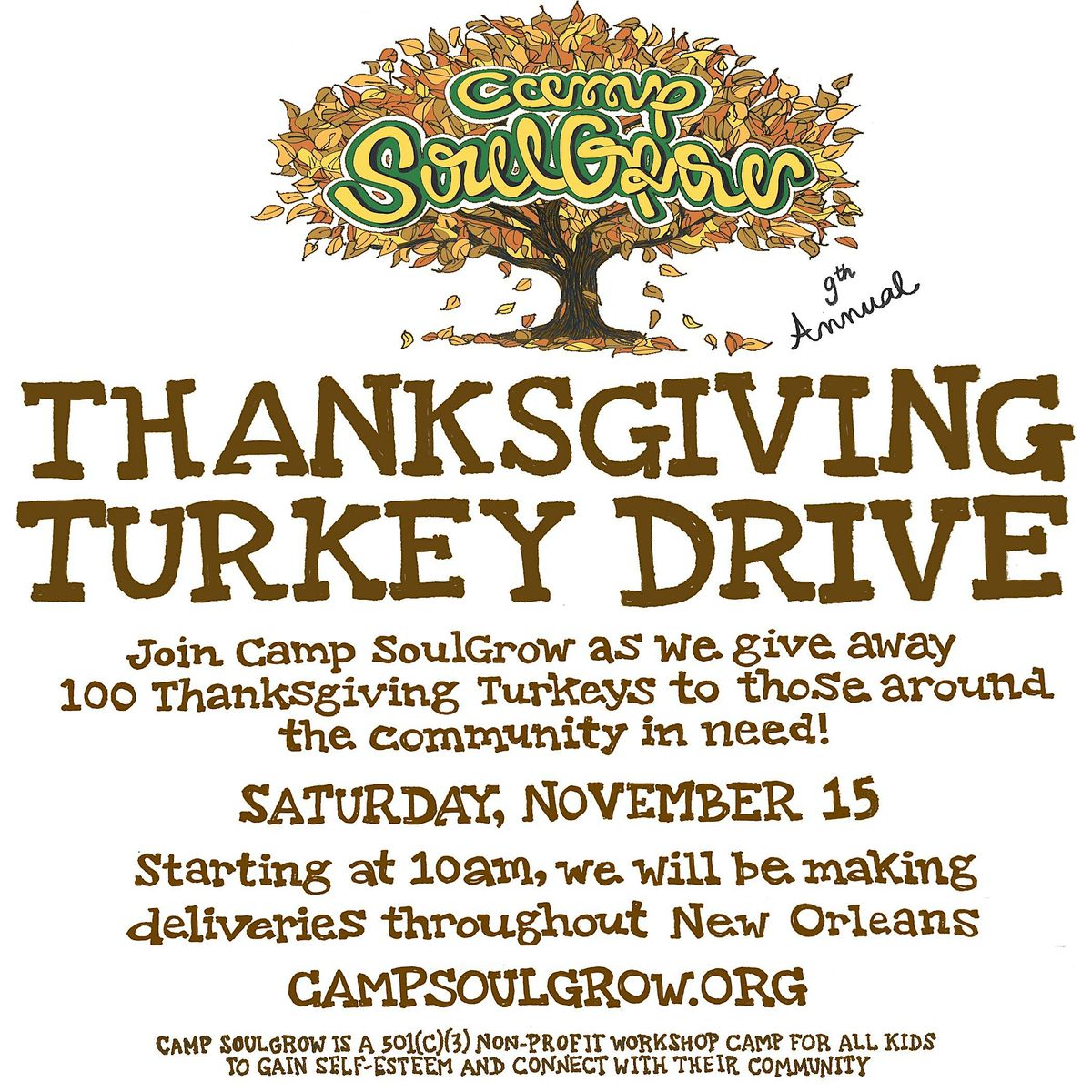 Camp SoulGrow 9th Annual Thanksgiving Turkey Drive