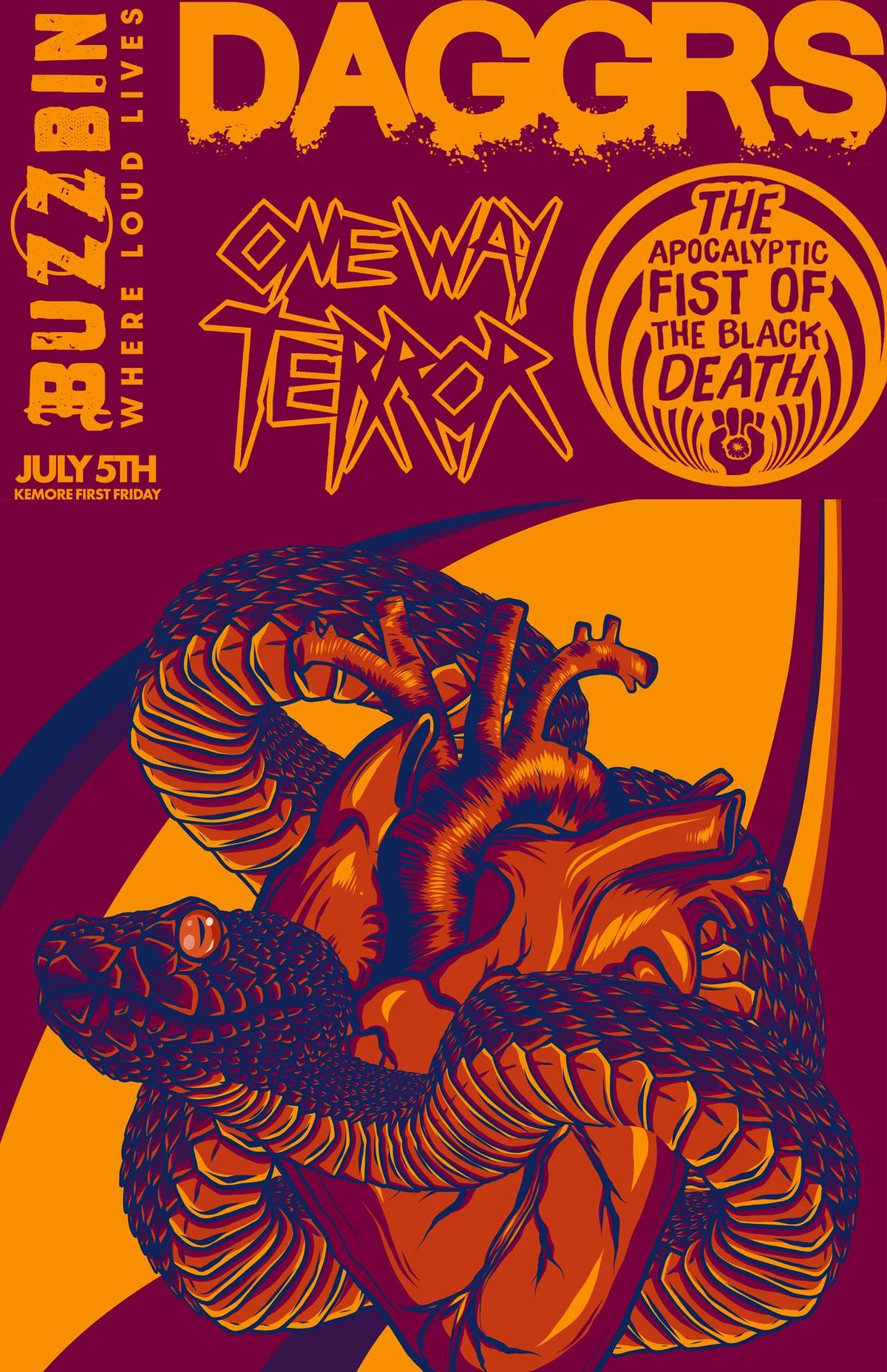 KENMORE FIRST FRIDAY: DAGGRS\/ APOCALYPTIC FIST Of THE BLACK DEATH\/ ONE WAY TERROR \/ FATAL UNION