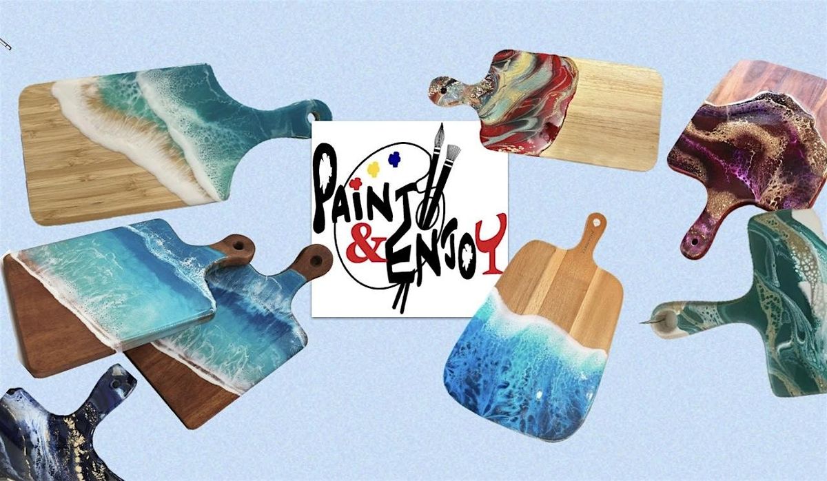 Paint and Enjoy" Resin Seascape Charcuterie Board" Royal Winery