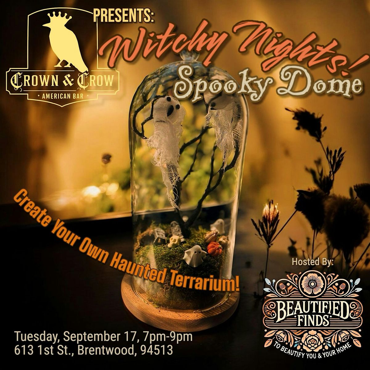 Witchy Nights Crown & Crow - Spooky Dome