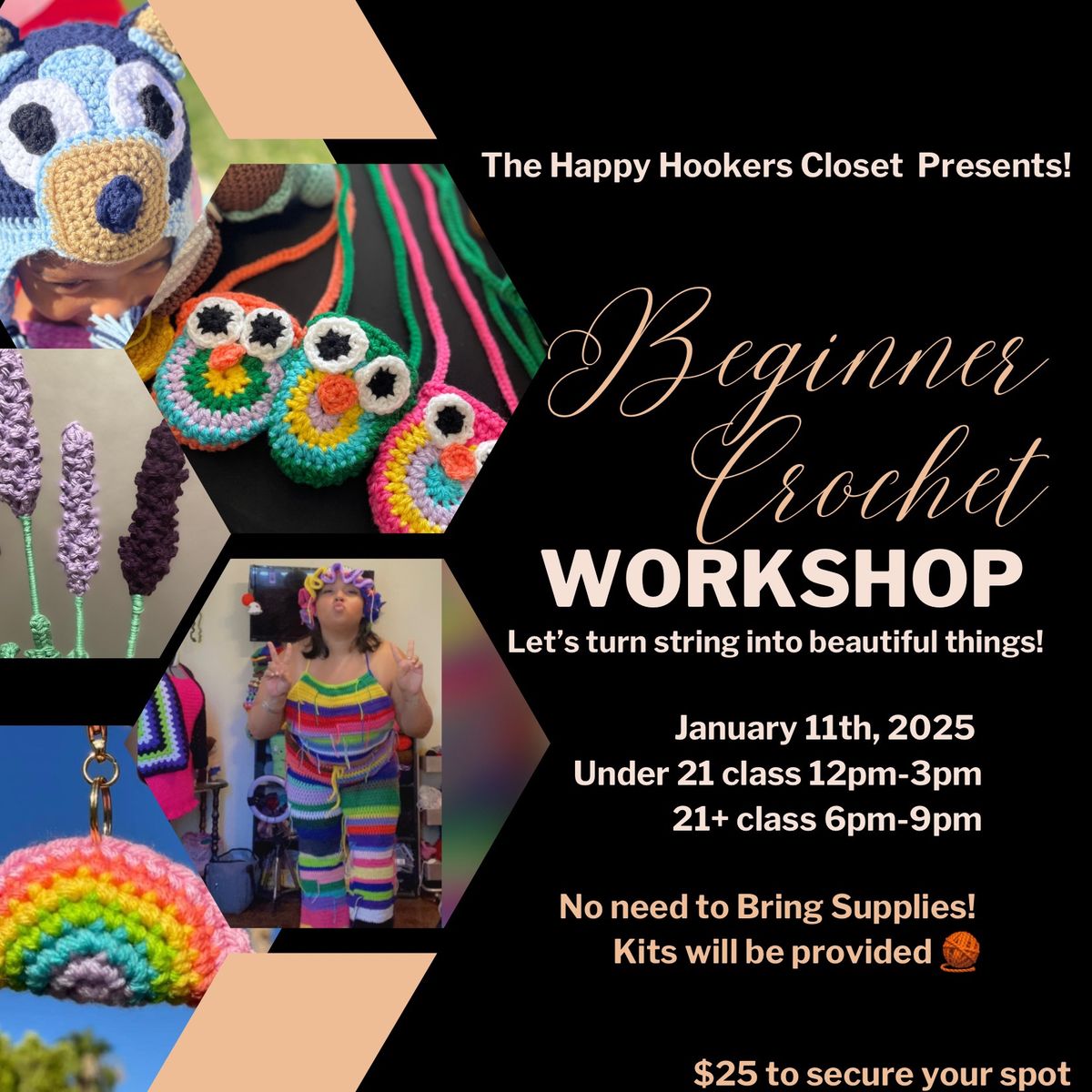 Crochet Workshop For Absolute Beginners (Under 21 class)