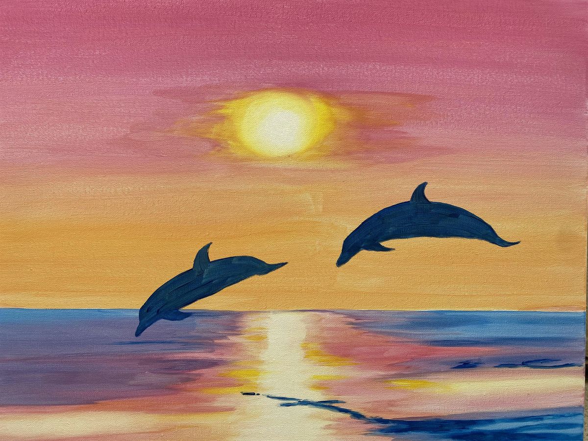 Dolphins at Sunset Paint and Sip Night!