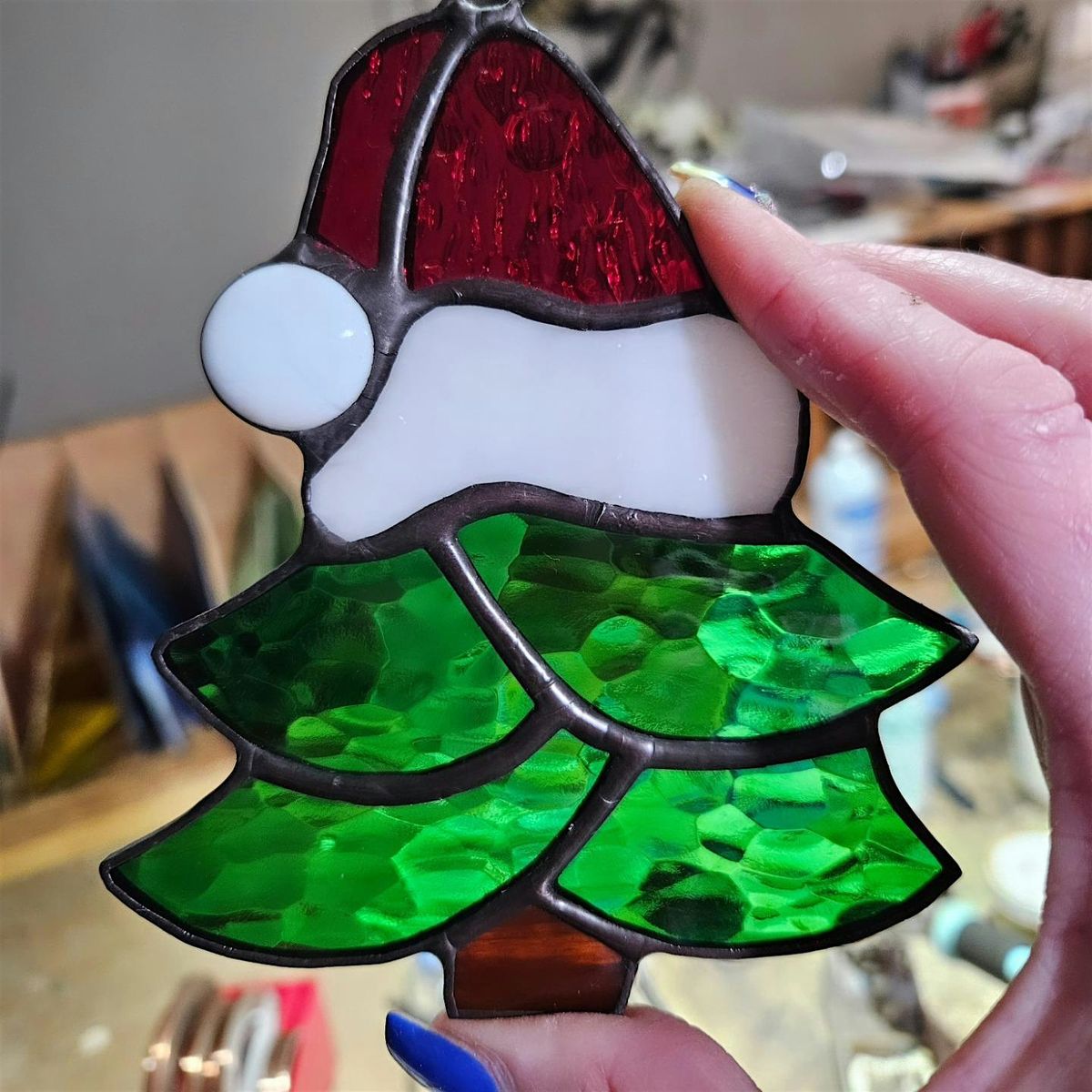 Spiral Arts Studio Happy Holidays Beginner Stained Glass Ornament Art Class