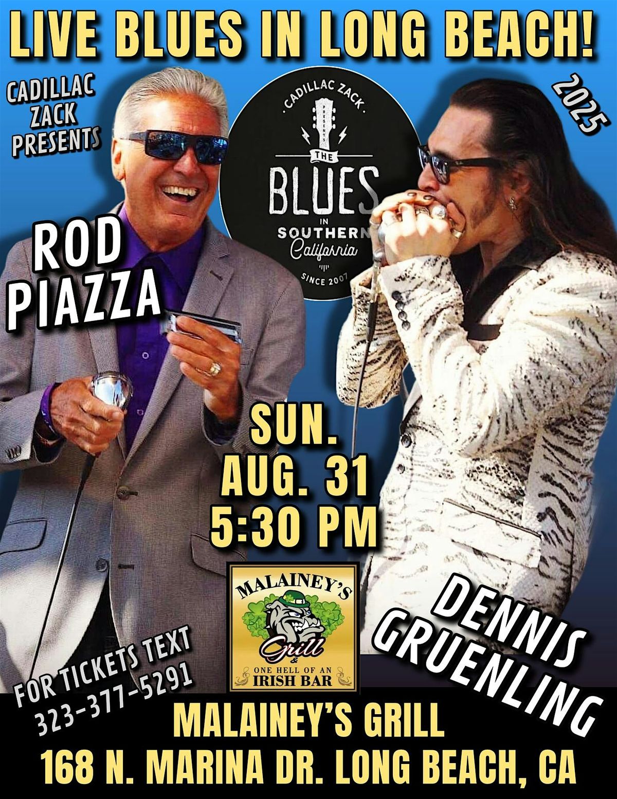ROD PIAZZA & DENNIS GRUENLING - TWO BLUES HARMONICA TITANS - in Long Beach!