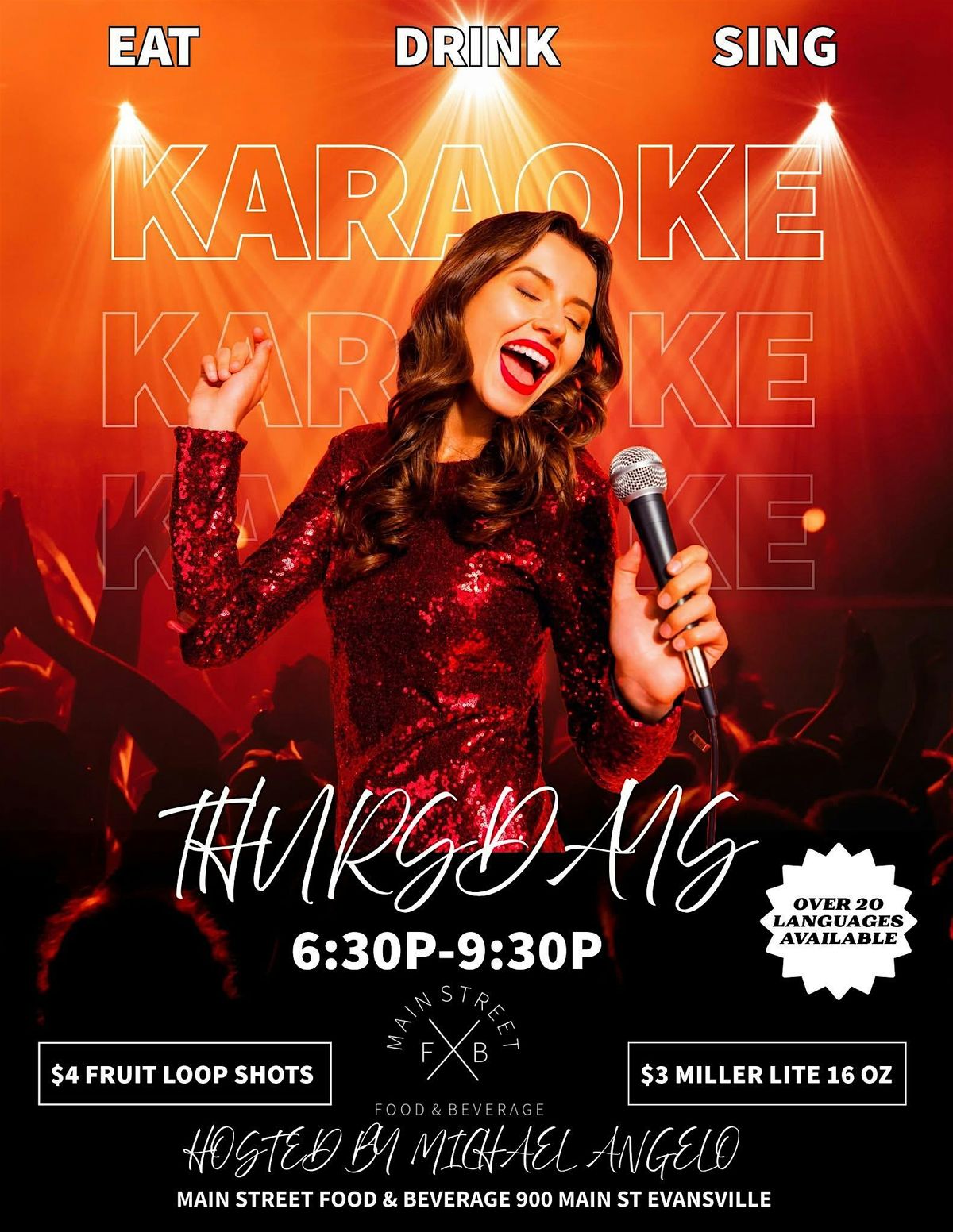 Karaoke Night at Main st Food and Bev.