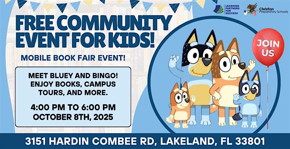 Free Community Day Event for Kids! Meet Bluey & Bingo LIVE!